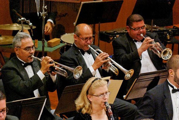 Kathy with the trumpet section