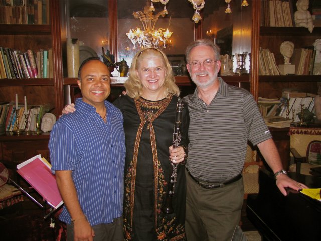 Cellist Luis Miguel Cellist Luis Miguel Rojas, Kathy and pianist Alan Lurie Rojas, Kathy and pianist Alan Lurie, in Jan D'Esopo's Music Room at the Gallery Inn in Old San Juan, April 18, 2010. We had just finished our "open rehearsal" for Jan's guests, in anticipation of our concert at the University of Puerto Rico Theater, a Tribute to Mitchell Lurie, which has been postponed because of a serious student strike that closed the UPR down on April 22.