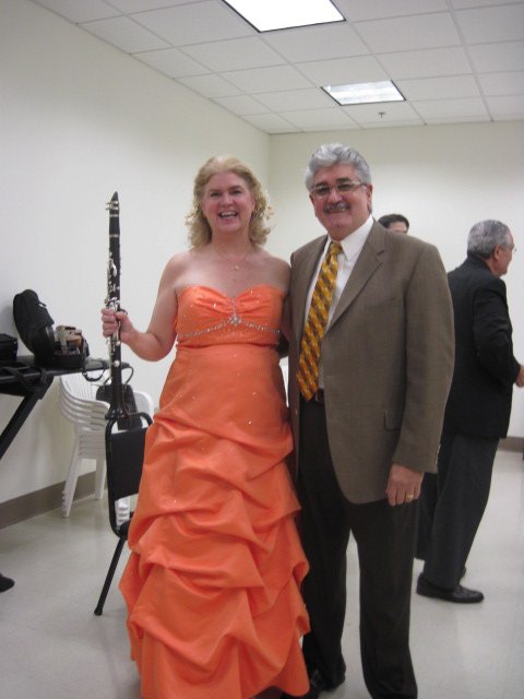 Kathy and Justino Diaz, the retired famed bass-baritone, music director of the 2010 Casals Festival, offering congratulations, March 7, back stage in the new Sala Sinfonica.